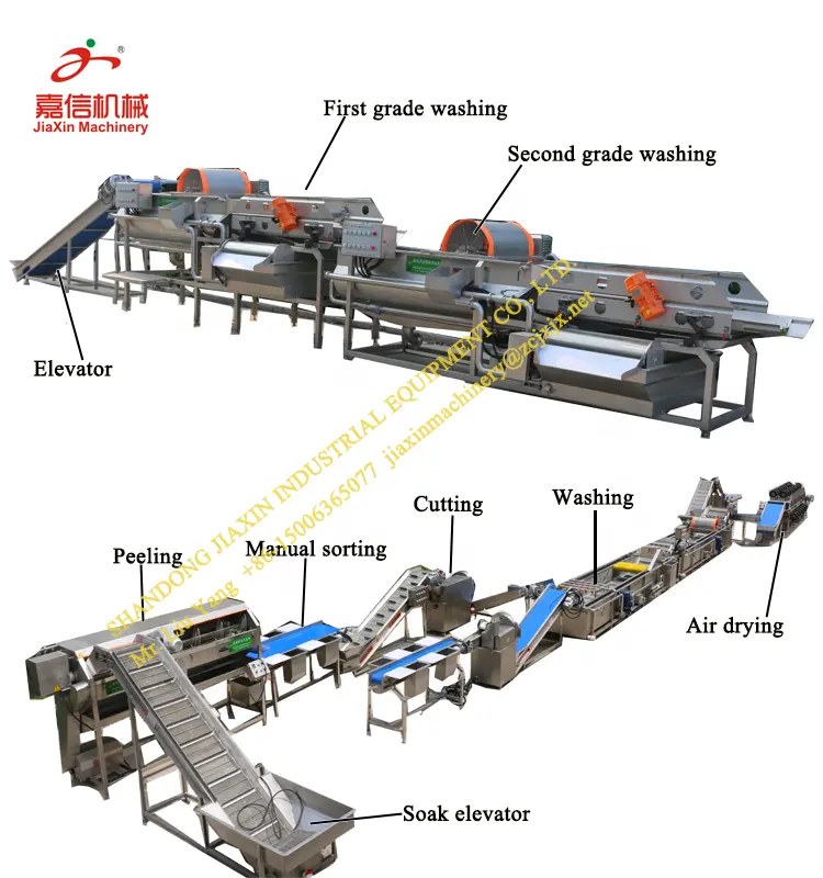 Máquina industrial de lavado y corte de verduras y frutas