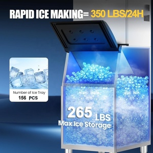 Automatic Commercial <strong>Cube</strong> <strong>Ice</strong> Machine with 3.5 Inch LCD <strong>Display</strong> 350Lbs/24H Compressor 120kg <strong>Ice</strong> Storage Capacity 220V/110V