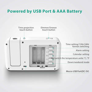 ดิจิตอล LED 180 องศาโปรเจคเตอร์นาฬิกาปลุก Projection วิทยุ FM นาฬิกา - Product Image 4