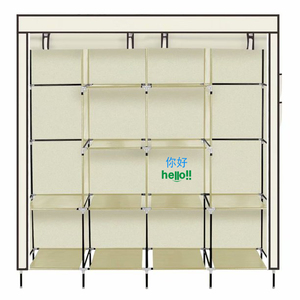便携式衣柜家用衣架搁板壁橱储物组织器<span class=keywords><strong>5</strong></span>层铁丝衣架，带蓝色牛津织物罩