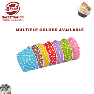 Bakest renkli nokta yağlı dairesel yuvarlak kağıt kek kupası Cupcake gömlekleri küçük paket 100 adet - Product Image 2