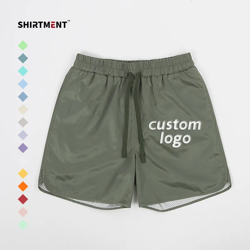 Logo vierge conception gym sport streetwear été personnalisé hommes shorts maille intérieur nylon short avec ceinture