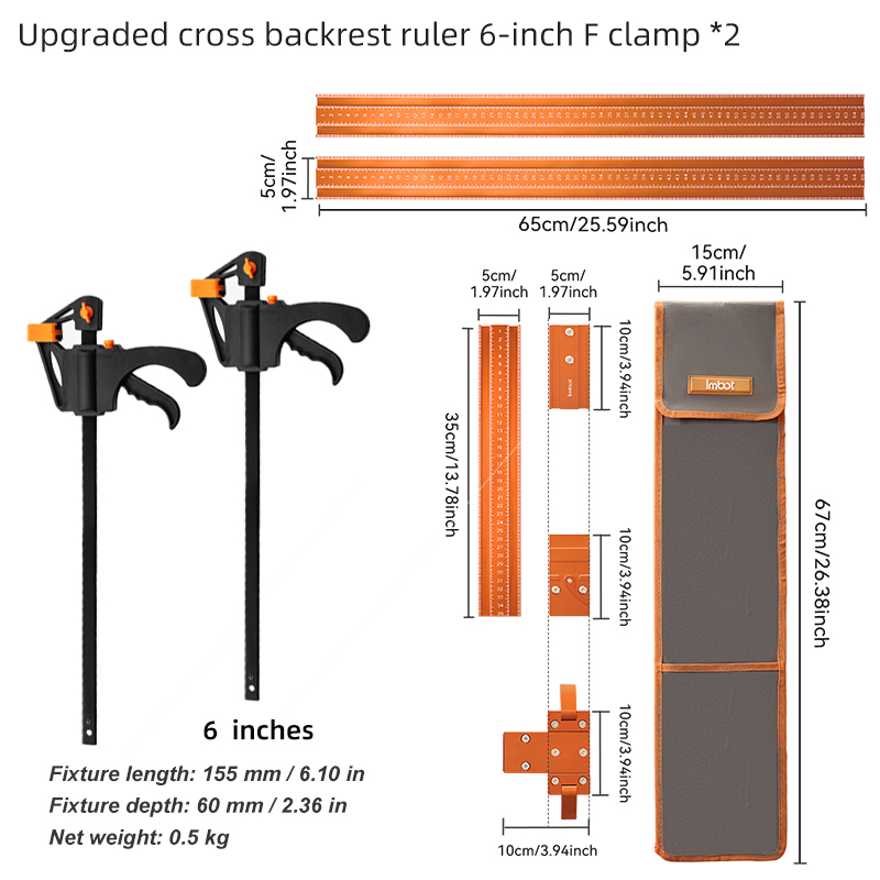 Règle de support d'angle améliorée + 6 en pince F * 2