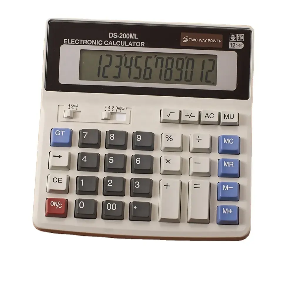 Calculadora de energía bidireccional de 12 dígitos, calculadora electrónica de células solares, calculadora de pantalla grande de oficina de escritorio