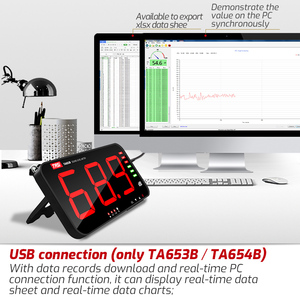 TASI TA653B Noise Meter With Data Monitoring, Large LCD Wall Mounted Sound Level Meter USB - Product Image 5