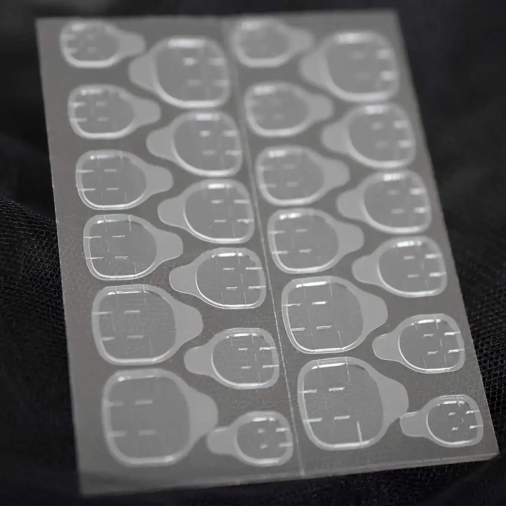 24 embouts/feuille d'autocollants de colle invisibles en gelée transparente patchs pour ongles imperméables bande d'autocollants pour ongles adhésifs double face DIY