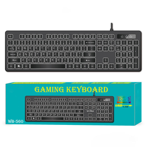 电脑通用有线键盘USB游戏键盘静音防水三色背光键盘 - Product Image 1