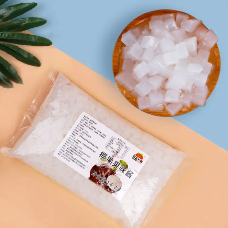 Venta al por mayor 1KG jalea de fruta Halal con ingredientes de té de burbujas de gelatina konjac nata de coco