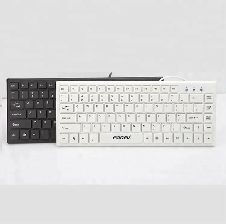 Venda quente Laptop Desktop Preto E Branco Mini Escritório Com Fio Teclado Mini Ultra Fino Teclado Com Fio Mini Teclado Plano