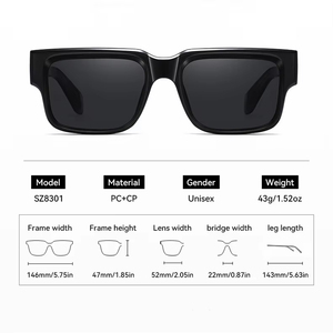 Nhựa kính mát dày màu đen khung thiết kế kính màu đen Kính mát người đàn ông Logo 2025 CP phân cực vuông kính mát - Product Image 5