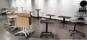 Mesa de ordenador portátil de escritorio con tapa ergonómica moderna mesa DE ORDENADOR DE TRABAJO rodante ajustable en altura móvil con elevador neumático uso de oficina - Product Image 6