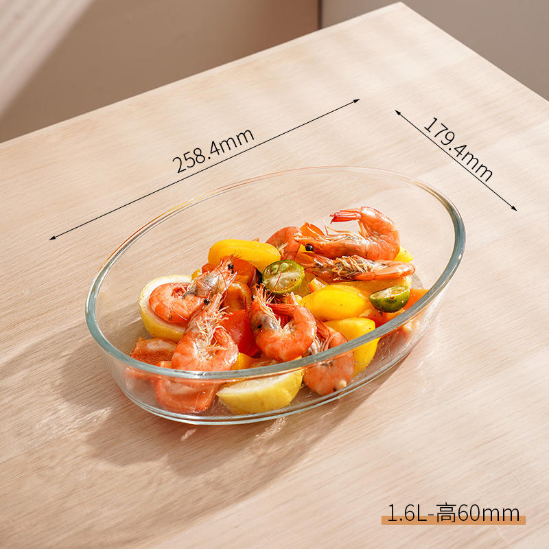 Bandeja para hornear ovalada de alto boro de 1.6l resistente al calor