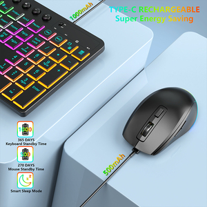 Juego de teclado y ratón inalámbricos de 2,4G, teclado recargable retroiluminado, peine de ratón, Combo inalámbrico USB para ordenador portátil Mac - Product Image 4
