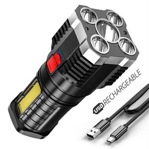 Torcia elettrica Ultra luminosa ricaricabile USB 4 modalità faro 5 torcia a led - Product Image 1