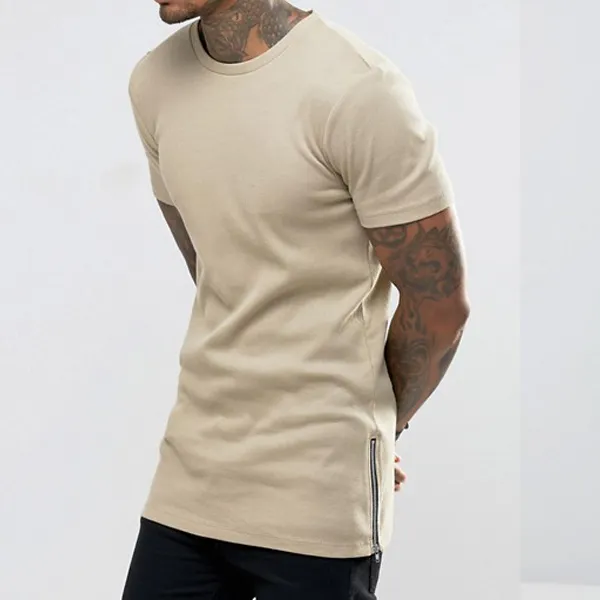 Maxgarment Высококачественная Мужская футболка с боковой молнией, футболка из органического хлопка с молнией