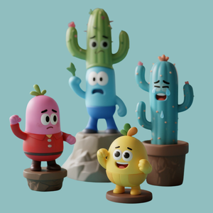 OEM cây xương rồng nhựa nhà sản xuất chậu cây thiết kế với biểu hiện đáng yêu cho các mặt hàng trang trí máy tính để bàn - Product Image 3