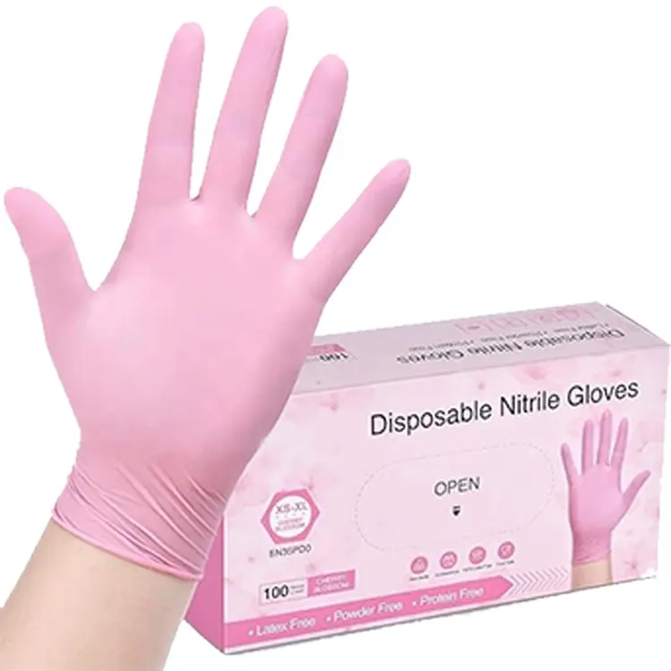GMC 9 дюймов пищевые салонные защитные перчатки 5 мил одноразовые нитриловые розовые перчатки для домашних животных