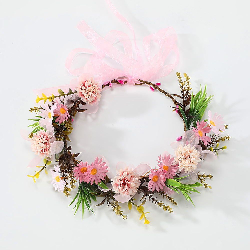 58710a-66 petite couronne de marguerites à fleurs boules-sans mousse