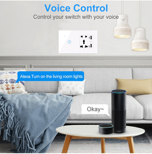 Alexa iyi çok fonksiyonlu duvar dokunmatik anahtarı ile evrensel elektrik soketi USB WiFi akıllı anahtar Tuya - Product Image 5