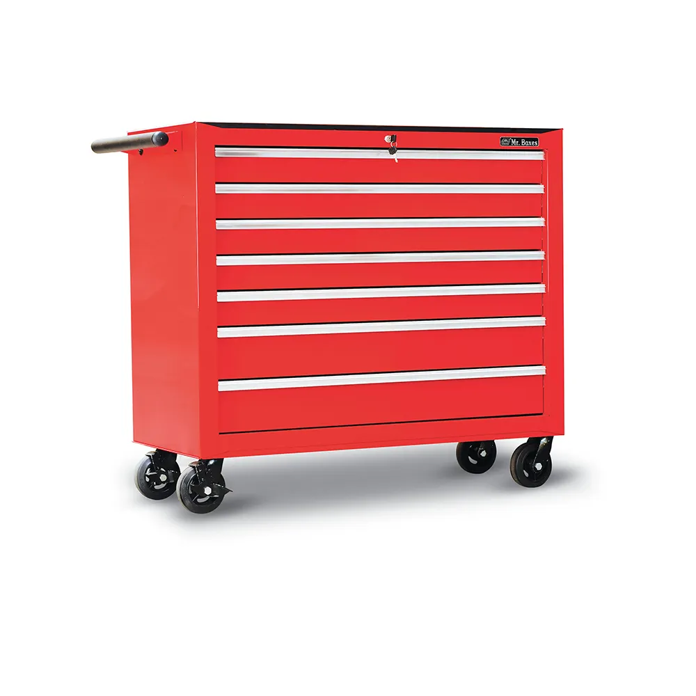 Cofre de herramientas rojo de 7 cajones con ruedas Cofre de herramientas de acero inoxidable y caja de herramientas de gabinete