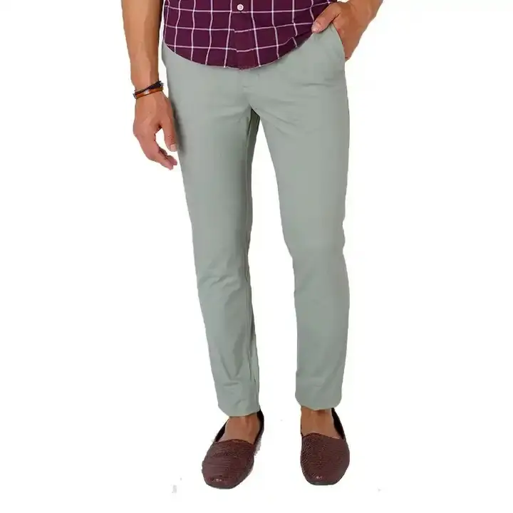 Yüksek kalite günlük kıyafetler düz renk chinos pantolon slim fit uzun kollu erkek gömlek yüksek elastikiyet toptan erkek pantolon