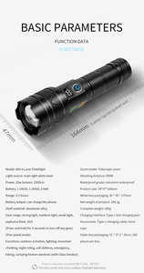 ไฟฉายสปอตไลท์ระยะไกล Xhp90แสงแฟลชแบบซูมได้กันน้ำไฟฉาย LED ชาร์จไฟได้ - Product Image 3