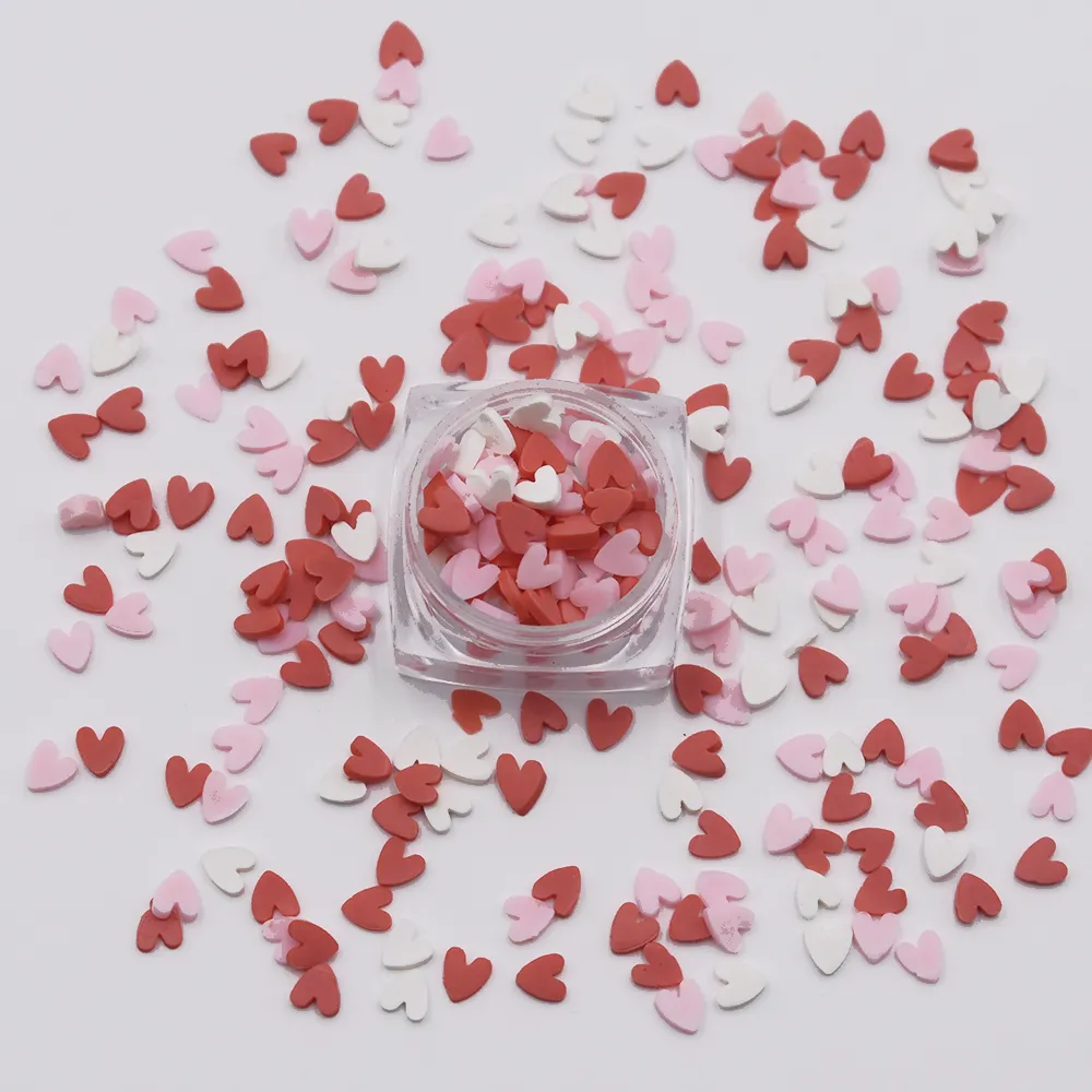 2021 san valentino argilla polimerica spruzza decorazione minuscola cuore caramelle per nail art fai-da-te