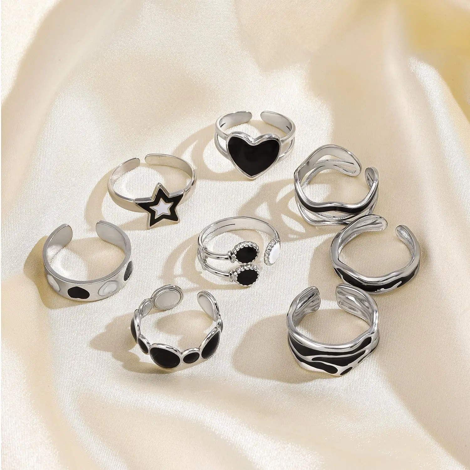 Anello da donna in argento minimalista regolabile in acciaio inox argento geometrico cuore anelli a fascia aperta per feste anniversari