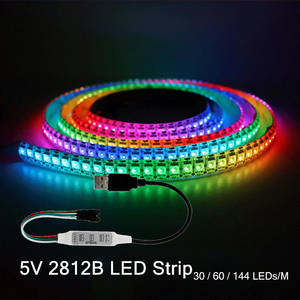 1 комплект/SP002E USB 5 В мини-светодиодный SPI контроллер сигнала с подсветкой и 1-5 м WS2812B RGB 5050 SMD полноцветная Гибкая Пиксельная световая лента - Product Image 6
