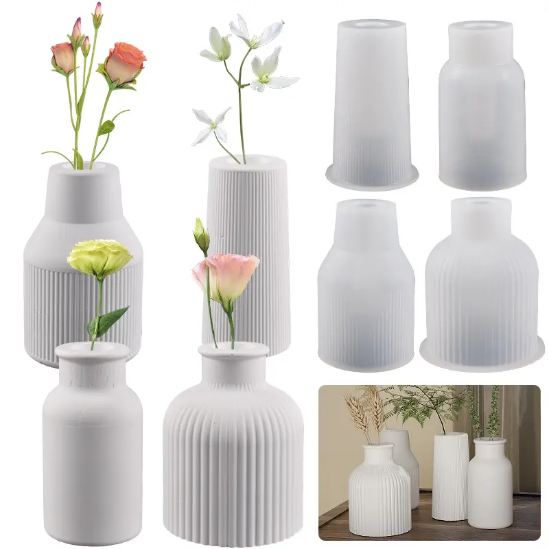 Rawmand Flower Vase Resin Epoxy Casting Molds Kit Gypsum Vase DIY Making Resin Mold for Vase Ornaments