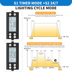 Luz de acuario programable para pecera con monitor LCD y termómetro para plantas acuáticas, lámpara LED de ciclo 24/7 con función de memoria