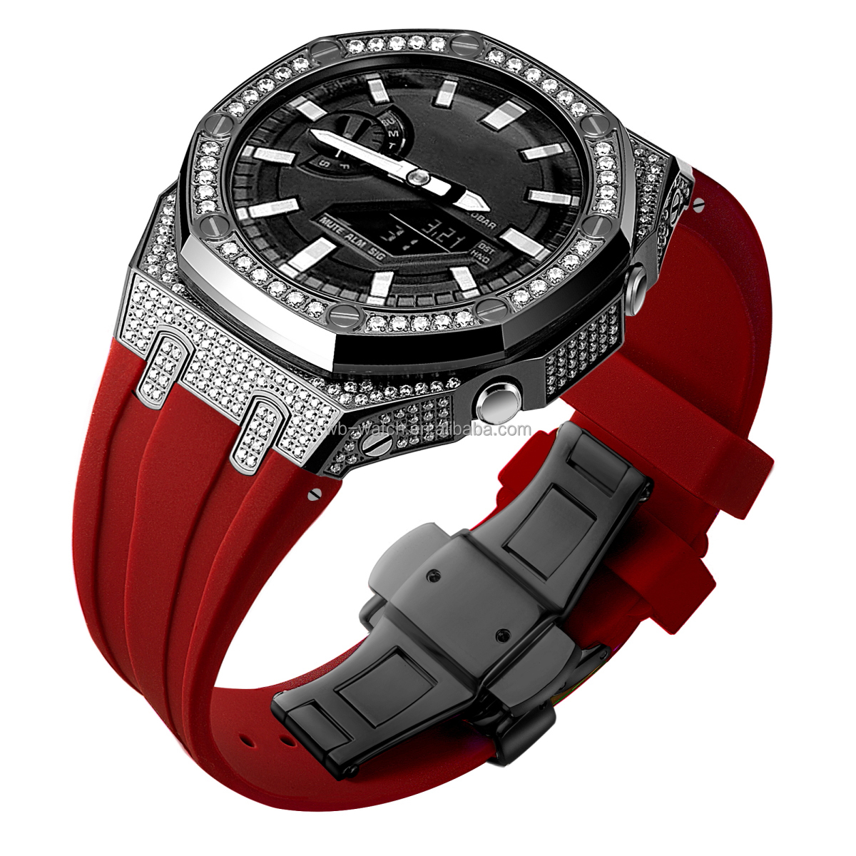 Boîtier noir + Bracelet rouge