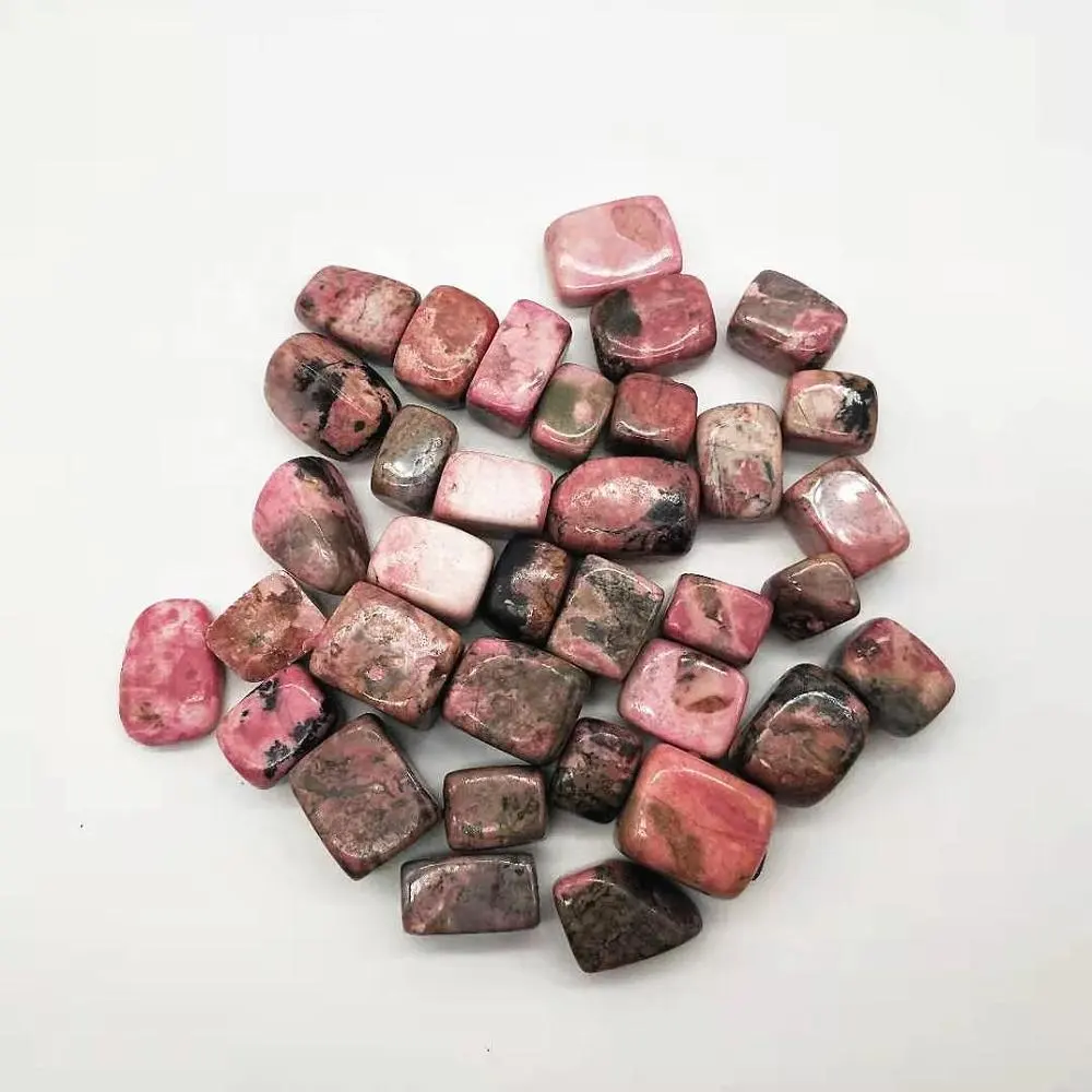 Toptan toplu cilalı taş kuvars kristal pembe rhodonite eskitme taşlar