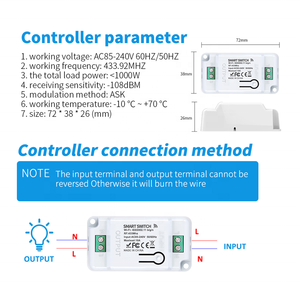 Tuya Control remoto 1 Gang interruptor de luz inteligente disyuntores Wifi inalámbrico 433MHz automatización del hogar Alexa módulo de relé de voz - Product Image 3