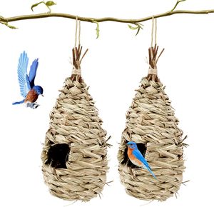 Creatieve Effen Patroon Stro Vogel Nest Moderne Stijl Hand-Geweven Vogelkooi Milieuvriendelijke Tuindecoratie Volière Vogelhuisje - Product Image 1