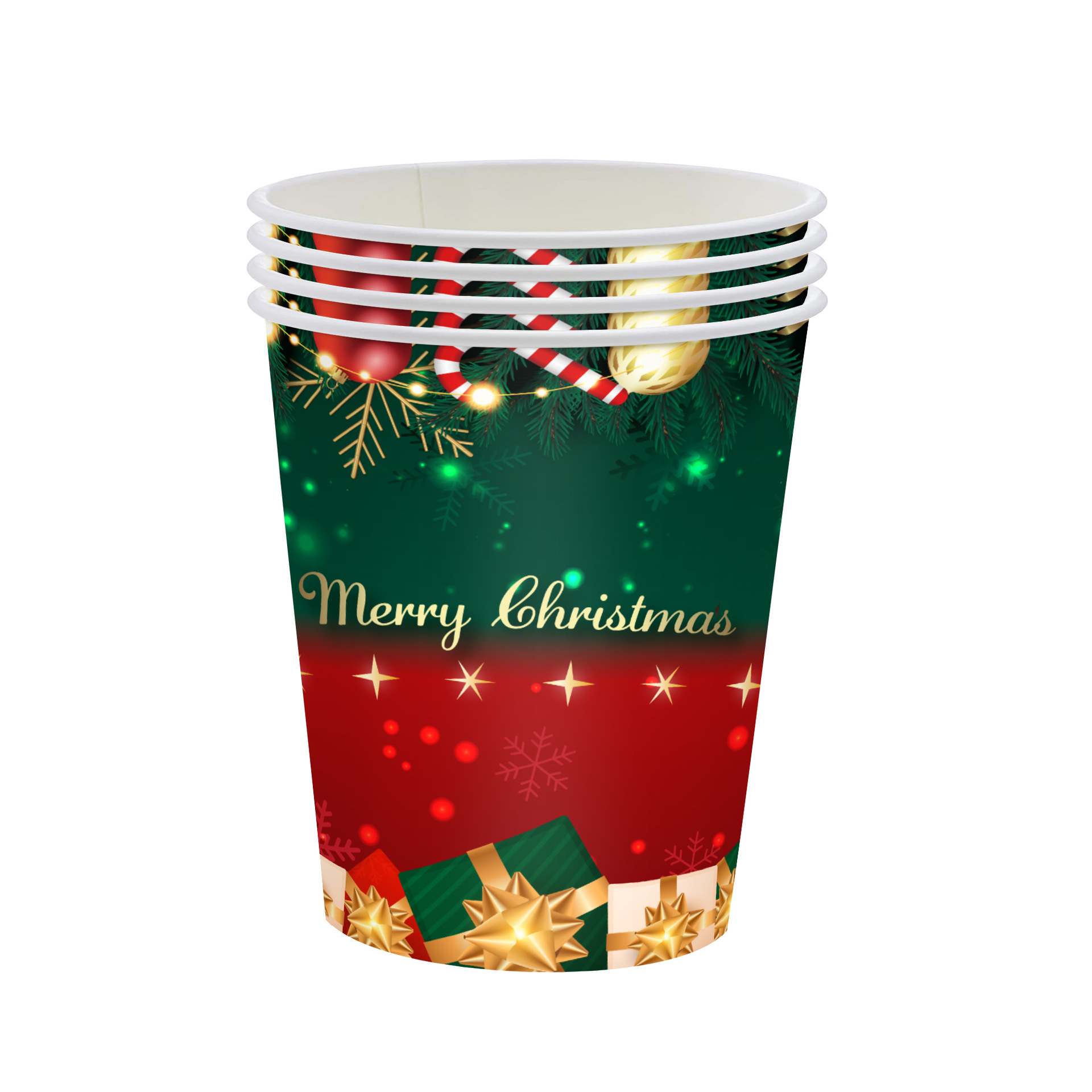 Gobelets en papier Noël Rouge et Vert - Lot de 16
