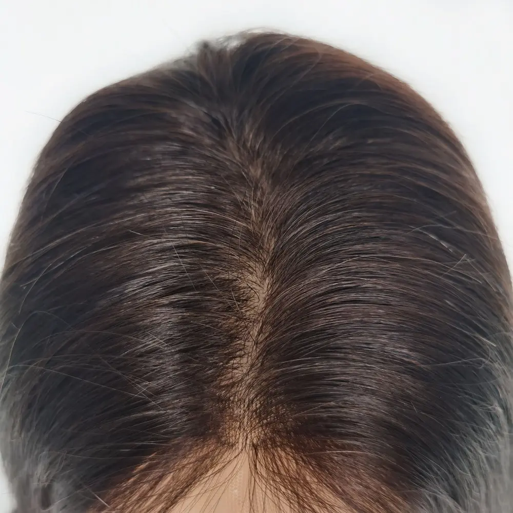 أعلى جودة الجملة عذراء ريمي الإنسان الشعر المخفية عقدة الطبيعي الحقيقي فروة الرأس الحرير قاعدة شعر مستعار دانتيل كامل