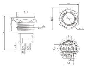 16mm Momentary <strong>Push</strong> <strong>Button</strong> <strong>Switches</strong> 5A 5pin Metal <strong>Push</strong> <strong>Button</strong> <strong>Switch</strong> <strong>with</strong> Red <strong>LED</strong> - Product Image 6