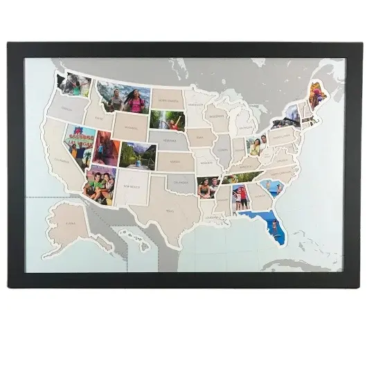 Eine einzigartige USA Travel Collage 50 Staaten Photo Map Holz schild