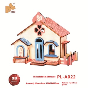 Woode3d cắt laser trang trí phim hoạt hình phong cách DIY <span class=keywords><strong>3D</strong></span> Câu Đố Nhà Mô hình đồ chơi giáo dục - Product Image 5