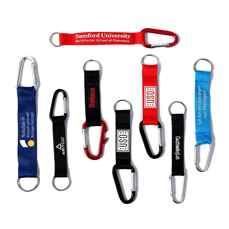 Fabricante Curto Personalizado Keychain Lanyards Strap Promocional Mosquetão Keychain