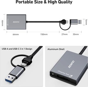 Benfei Cfexpress Loại Một Đầu Đọc Thẻ Với USB 3.2 (Gen 2) 10Gbps, USB-C & USB-A 2-Trong-1 Loại Một Cfexpress Adapter - Product Image 6