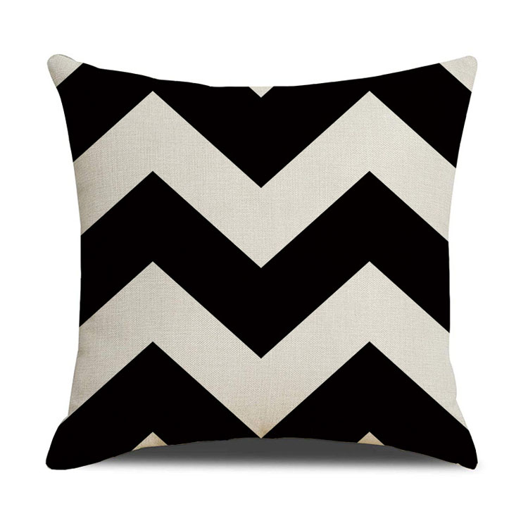 Popular Style Classic Geometric Custom Digital Print Pillowcase Linen Cushion Cover