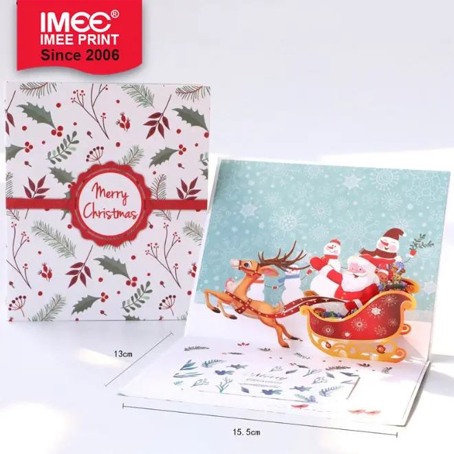 IMEE 3D Joyeux Noël bonne année carte De voeux carte De Noël impression Afro-américaine cartes De Noël