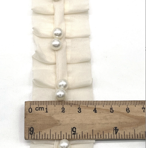 Zsy thời trang hai lớp đính cườm ngọc trai Voan Xếp Li <span class=keywords><strong>Ruffle</strong></span> vải tuyn ren trang trí theo sân - Product Image 3