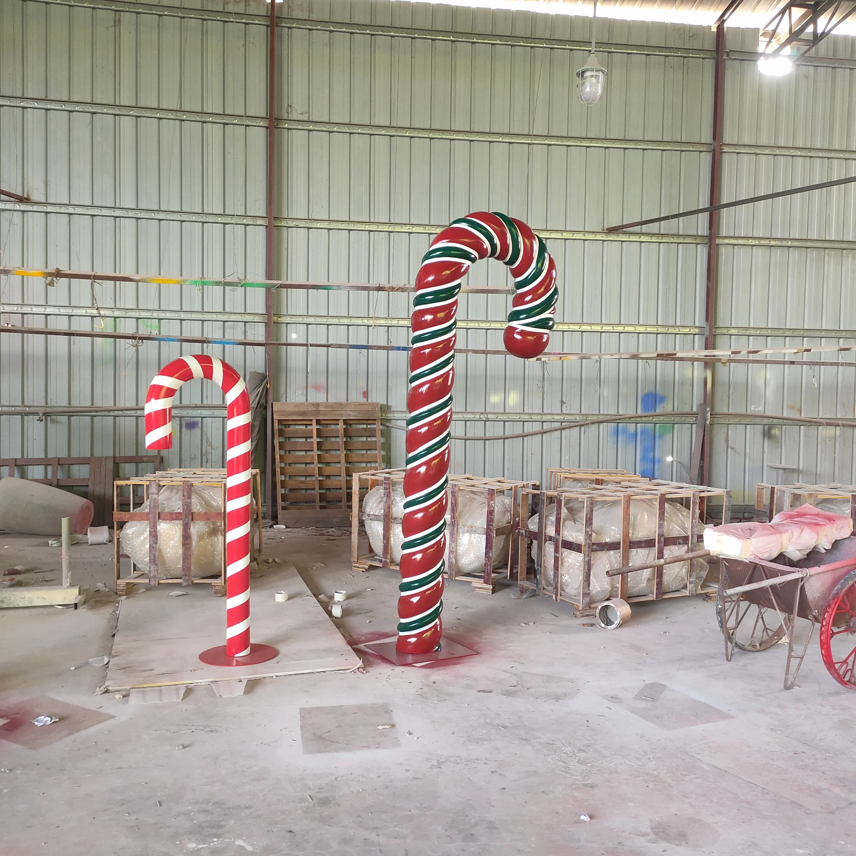 Commercial Projector large candy cane crafts fiberglass figurine toys village ornaments outdoor Christmas decorations