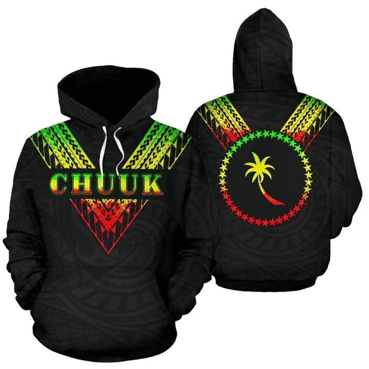 Chuuk felpa con cappuccio da uomo All Over felpa con cappuccio Reggae Color Tattoo Style felpa con cappuccio a maniche lunghe Pullover tascabile da uomo Sport Outwear