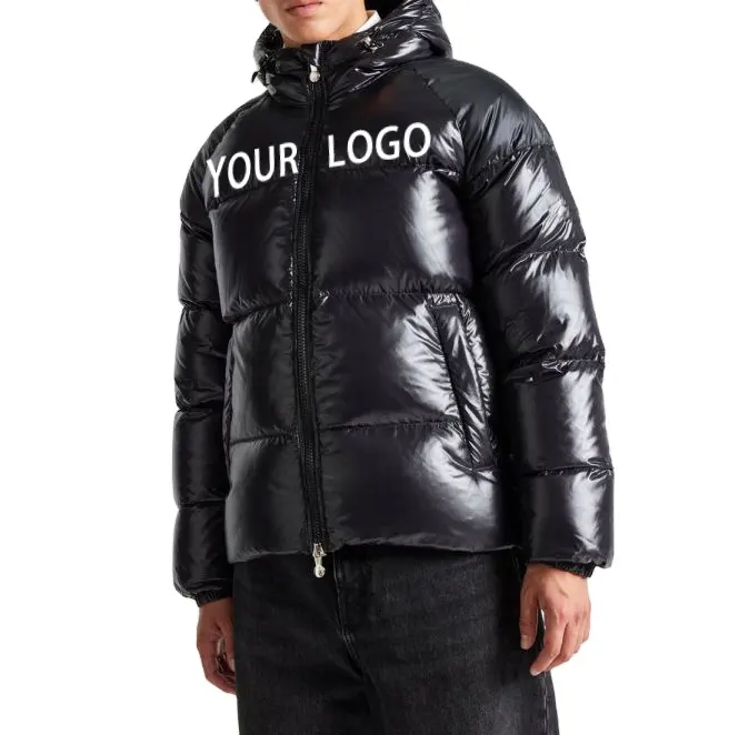 Veste bulle en duvet avec logo personnalisé pour hommes Veste en duvet brillante OEM Fourniture d'usine chinoise Manteaux en duvet