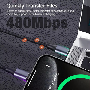 สายชาร์จเร็ว Pd 100W สาย USB Type C สำหรับโทรศัพท์มือถือเครื่องชาร์จข้อมูล3.0 QC 1/2/3M สำหรับอุปกรณ์ iOS - Product Image 5