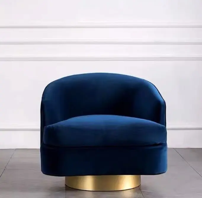 Modern lüks oturma odası mobilya paslanmaz çelik tek koltuk kanepe sandalye kadife döşeme koltuk ev otel için